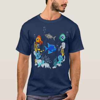T-shirt Aquarium De Pêche Sous L'Eau École De Poisson