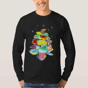 T-shirt Aquarium Poisson Arbre de Noël Cichlids Gouramis F