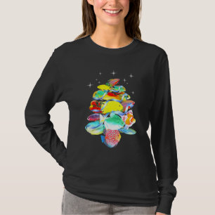 T-shirt Aquarium Poisson Arbre de Noël Cichlids Gouramis F