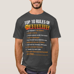 T-shirt Aquarius 10 Règles Traits Faits Horoscope Zodiac S