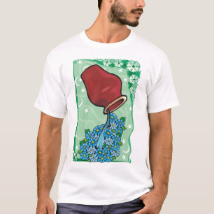 T-shirt Aquarius floral avec vase coulant Fleurs bleues