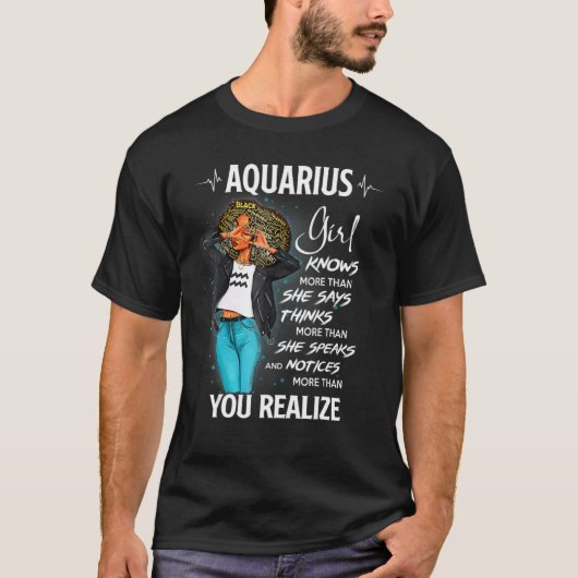 T-shirt Aquarius Girl En Sait Plus Qu'Elle Ne Dit Pour Bla (Devant)