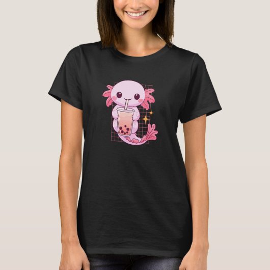 T-shirt Aquatic Creature Drinking Boba Tea Kawaii Cute Fun (Devant)