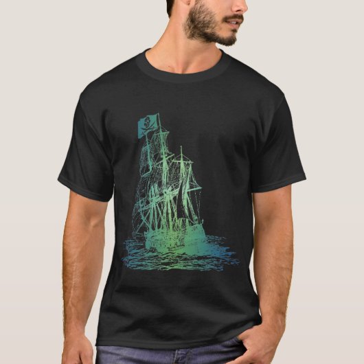 T-shirt aquatique de bateau de pirate (Devant)