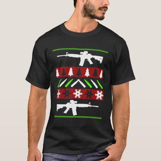 T-shirt Ar-15 Rifle laide pull de Noël - Drôle Gun Lon (Devant)