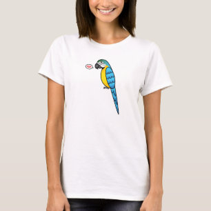 T-shirt Ara perroquet oiseau amour dessin animé bleu et ja