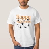 T-shirt Araignées Joyeux Halloween noir et orange (Devant)