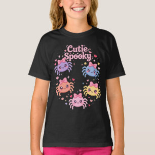 T-shirt Araignées mignonnes effrayantes Rose Ruban Coeurs