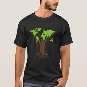 T-shirt Arboriculteur Jardinier Arbre Carte Du Monde Natur
