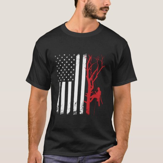 T-shirt Arborist American Flag America Tree Surgeon (Devant)