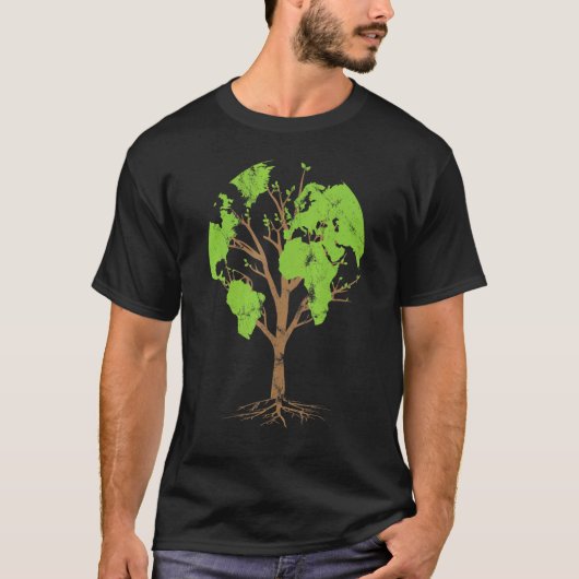 T-shirt Arborist Gardener Tree World Map Nature (Devant)