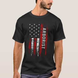 T-shirt Arboriste Arbre Chirurgien Américain Drapeau Lumbe