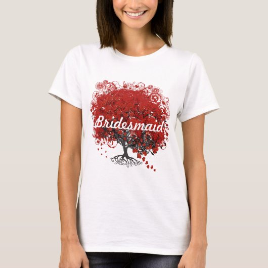 T-shirt Arbre à feuilles de coeur rouge (Devant)