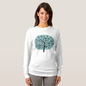 T-shirt Arbre à fleurs stylisé - bleu clair vert (Devant entier)