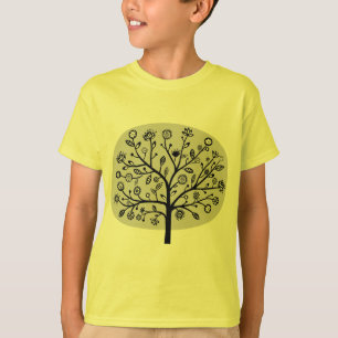 T-shirt Arbre à fleurs stylisé - gris clair
