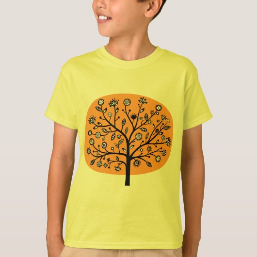 T-shirt Arbre à fleurs stylisé - Orange clair (Devant)