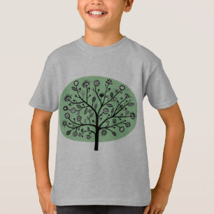 T-shirt Arbre à fleurs stylisé - Vert dégradé