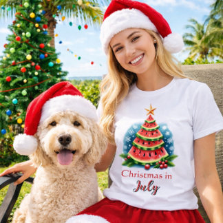 T-shirt Arbre à pastèque fantaisiste Noël en juillet