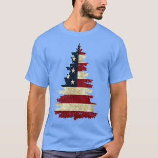 T-shirt Arbre à pin à drapeau américain