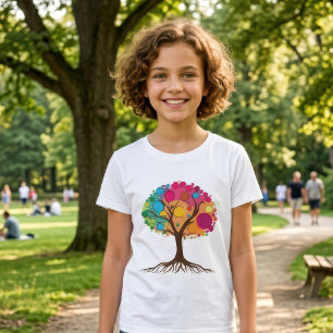 T-Shirt Arbre abstrait avec des racines et des feuilles co