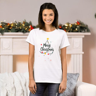 T-shirt Arbre abstrait de Noël joyeux minimaliste
