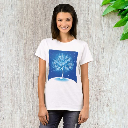 T-shirt Arbre Blanc Dans La Neige
