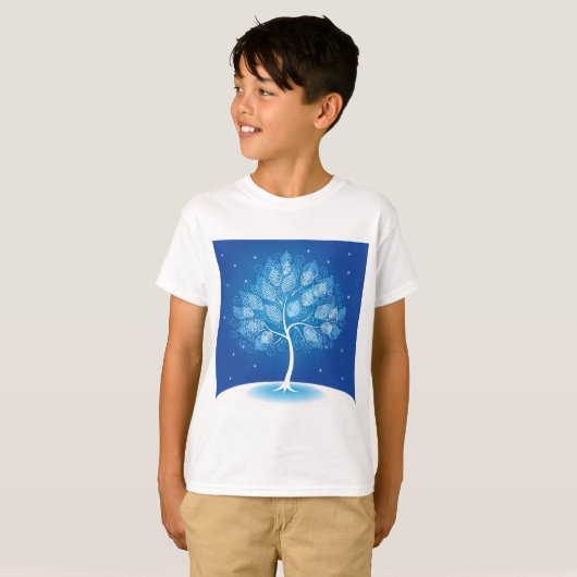 T-shirt Arbre Blanc Dans La Neige (Devant entier)