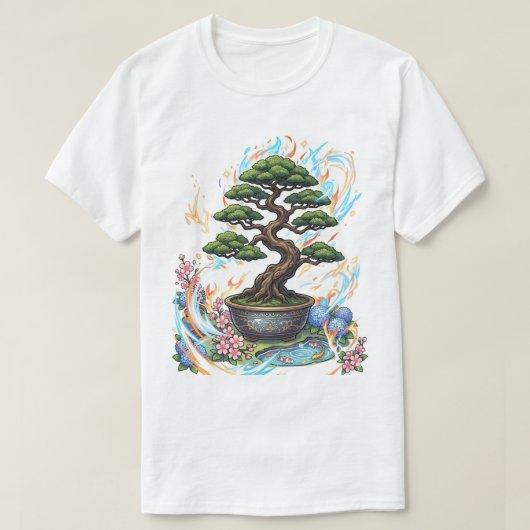 T-shirt Arbre Bonsaï de style anime graphique. (Design devant)