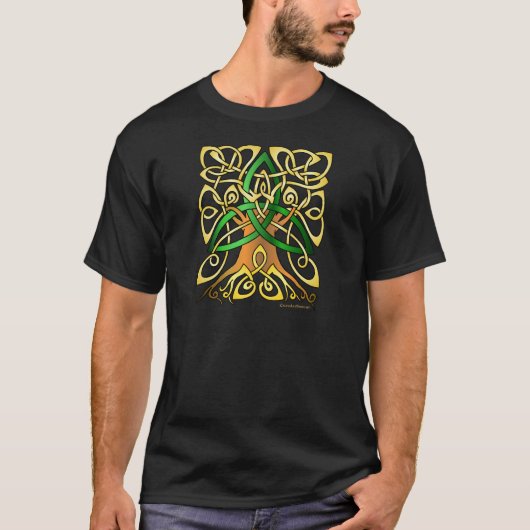 T-shirt Arbre celtique vert de trinité d'art (Devant)