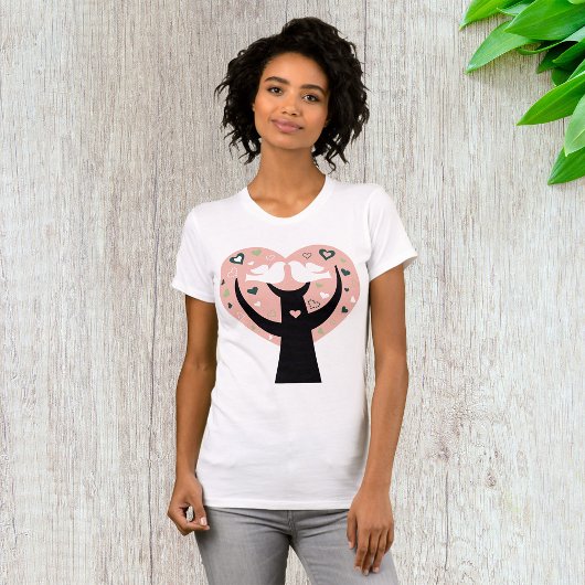 T-shirt Arbre Coeur Avec Deux Oiseaux