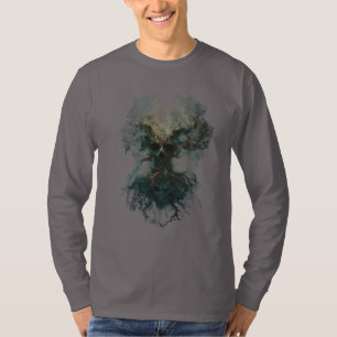T-shirt Arbre Crânien Surréaliste Nature Sombre Manches Lo