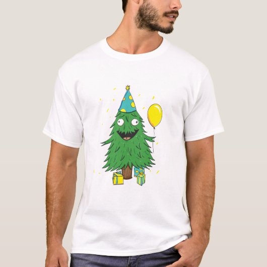 T-shirt Arbre d'anniversaire de Noël (Devant)