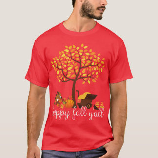 T-shirt arbre d'automne drôle heureux avec des feuilles qu