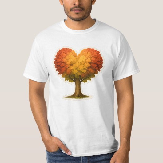 T-shirt Arbre d'automne en forme de coeur (Devant)