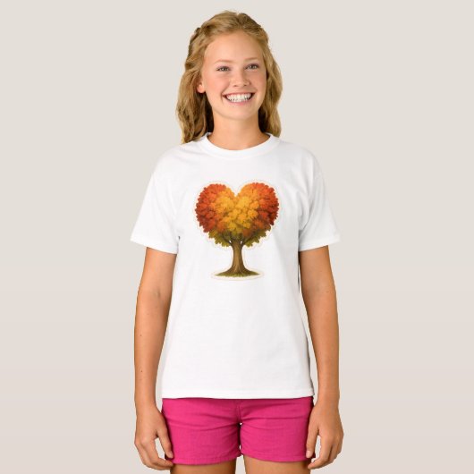 T-shirt Arbre d'automne en forme de coeur (Devant entier)