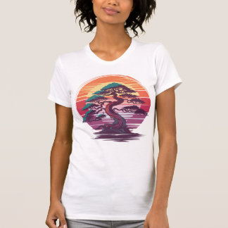 T-shirt Arbre de bonsaï mystique - Retro Sunset esthétique