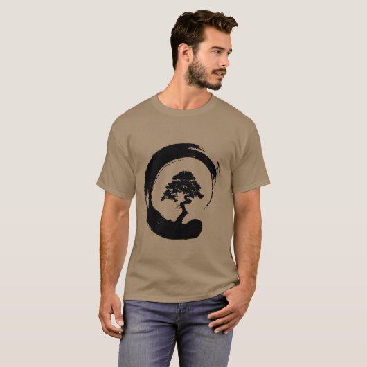 T-shirt Arbre de bonsaïs en cercle d'Enso (Devant entier)