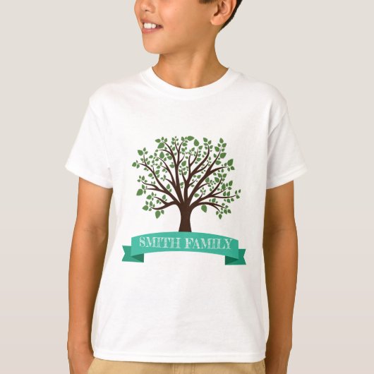 T-shirt Arbre de famille avec étiquette ruban (Devant)