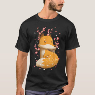 T-shirt Arbre de fleurs de cerfs de renard japonais Sakura