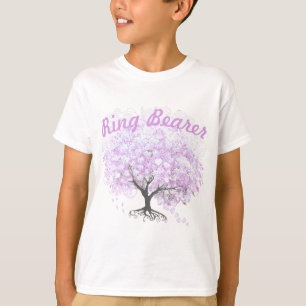 T-shirt Arbre de lavande à feuilles en cœur Mariage oiseau