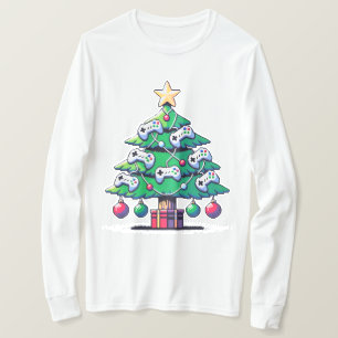 T-shirt Arbre de Noël 8 bits - Retro Gamer Holiday Design