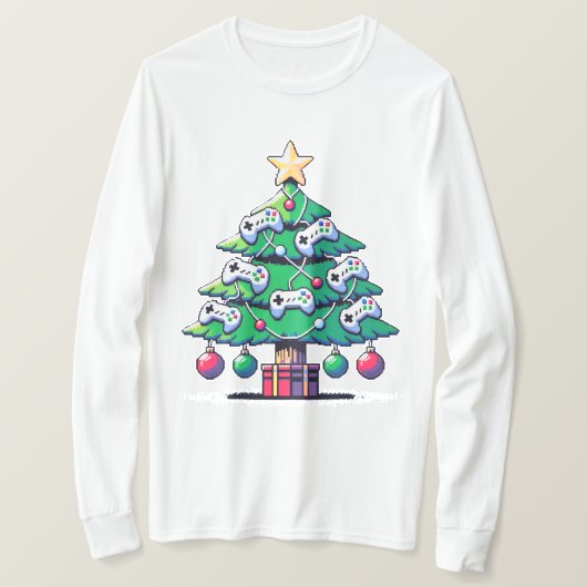 T-shirt Arbre de Noël 8 bits - Retro Gamer Holiday Design (Design devant)
