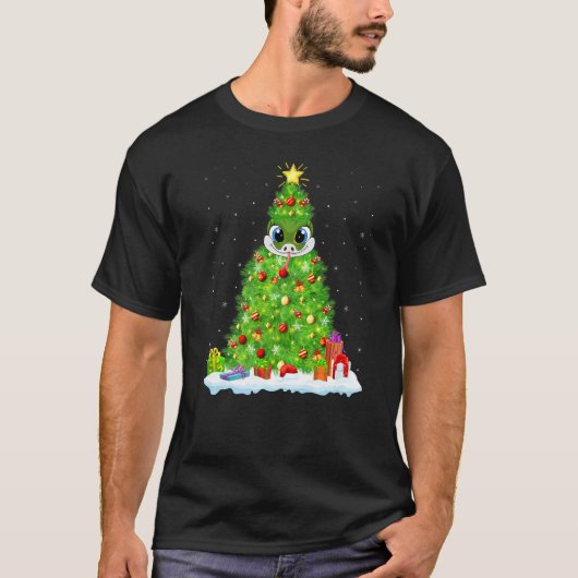 T-shirt Arbre de Noël à éclairage serpent à sonnette Serpe (Devant)