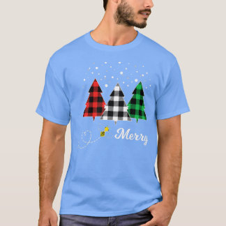T-shirt Arbre de Noël Abeille Joyeux Arbre de Noël Plaid C