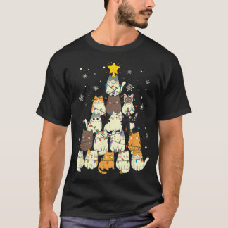 T-shirt Arbre de Noël Amoureux des chats Arbre de Noël Amo