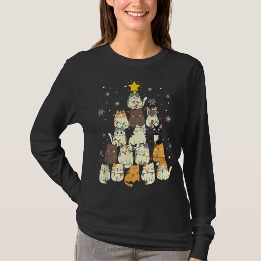 T-shirt Arbre de Noël Amoureux des chats Arbre de Noël Amo (Devant)