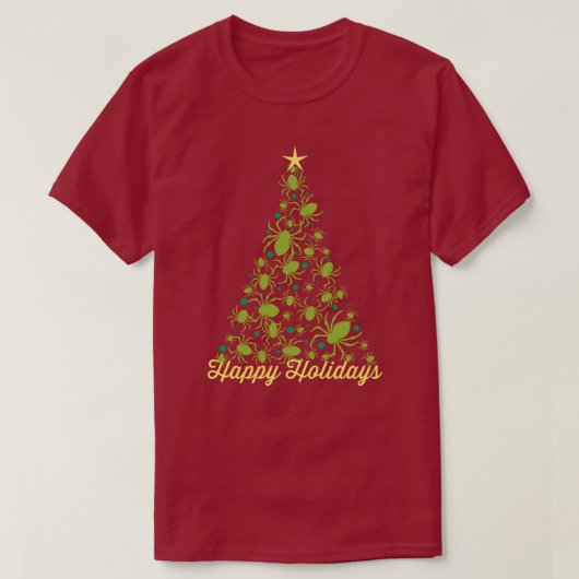 T-shirt Arbre de Noël araignée festive (Design devant)