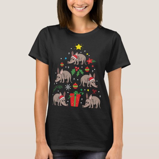 T-shirt Arbre de Noël Arbre de Noël de l'Aardvark Drôle ca (Devant)