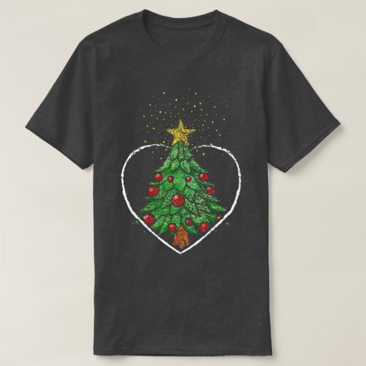 T-shirt Arbre de Noël Arbre de Noël Poinsettia 1 (Design devant)