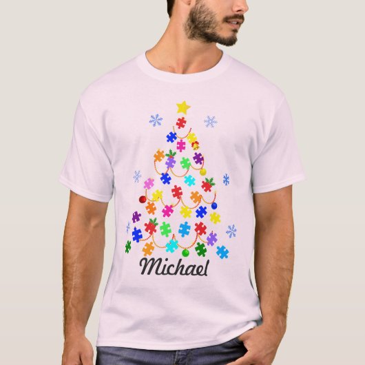 T-shirt Arbre de Noël autiste (Devant)